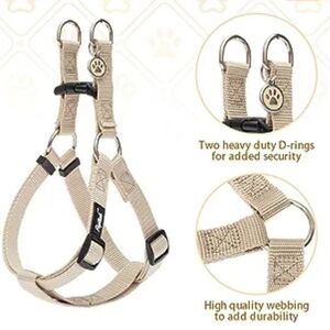 Small Beige Dog Harness with Paw Print NWT